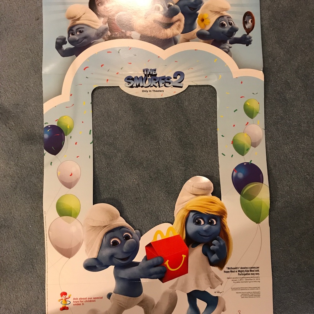 Smurf promotional McDonalds display poster